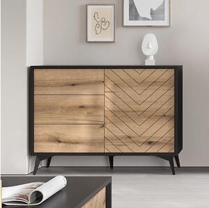 Comodă DIAMOND 77x104 cm negru/stejar evoke