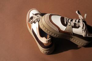 Fotografie Sneakers in brown tones on a, Maryna Terletska