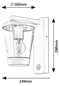 Lampă de perete de exterior cu senzor SAVANO 1xE27/40W/230V IP44 Rabalux 7267