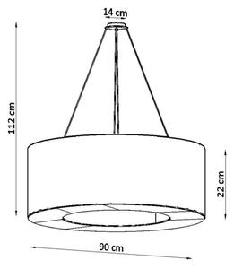 Lustră pe cablu SATURNO 8xE27/60W/230V d. 90 cm neagră Sollux SL.0796