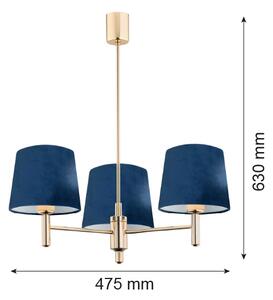 Brilagi - Lustră pe tijă MONTE 3xE27/15W/230V, albastră/aurie