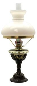 Lampă cu petrol RŮŽENA 50 cm verde pădure decorată cu cositor