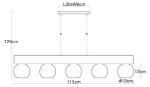Lustră pe cablu MOITAS 5xE27/40W/230V Globo 15656-5H