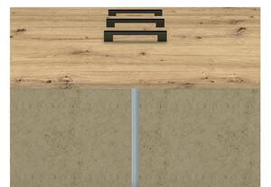 Comodă Nevio 12, 138 cm cu două uși și trei sertare - stejar artizanal / negru