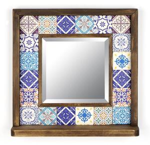 Oglindă de perete 33x32,5 cm pin/albastru