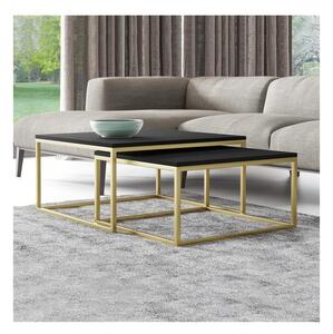 SET 2x măsuță de cafea DUAL negru/auriu