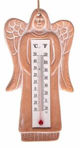 Termometru din ceramică Îngerul Suzane, maro, în. 18 cm