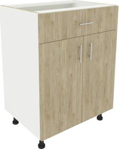 Corp inferior bucătărie Karo 60 cm, 2 uși 1 sertar, alb/lemn natural