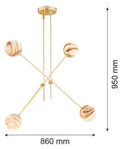 Lustră pe tijă Argon 1840 ABSOS 4xE14/7W/230V auriu
