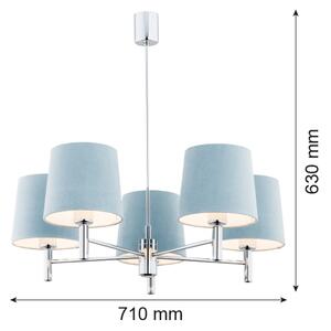 Argon 2076 - Lustr BOLZANO 5xE27/15W/230V albastru pe tijă
