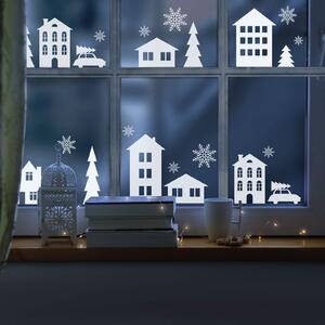 Decoratie pentru fereastra de Craciun - peisaj de iarna - 37,5 x 27 cm