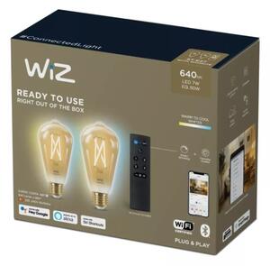 SET 2x bec LED dimabil WiZ ST64 E27/7W/230V 2000-5000K CRI 90 Wi-Fi + telecomandă
