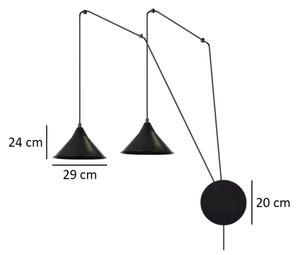 Lustră pe cablu ABRAMO 2xE27/15W/230V negru
