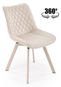 Scaun rotativ K520, bej deschis/casmir, stofa catifelata/metal, 45x63x