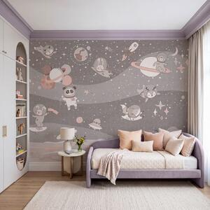 Fototapet Scenă spațială de desene animate cu planete și animale, Fototapet spațiu cosmic, Fototapet populare, u62416v3 - Tapeko.ro