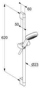 Set de duș Kludi Dive S, 1 jet, cu bară 60 cm, pară duș și furtun 160 cm, negru mat