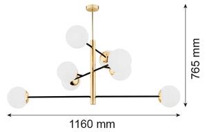 Lustră pe tijă CAMERON 8xE27/15W/230V alamă/neagră Argon 5041