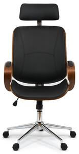 Scaun de birou elegant din lemn finisat în piele Chicago Contract Point