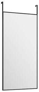 Oglindă pentru ușă, negru, 30x60 cm, sticlă și aluminiu