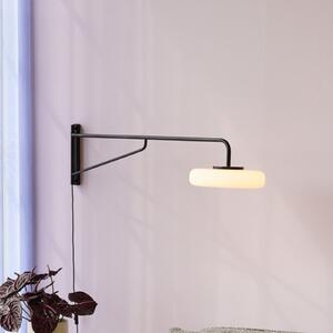 Hübsch Aplică de perete cu LED Sway, negru, adâncime 120 cm, metal, Negru, Camera de zi / sufragerie, Metal, Modern