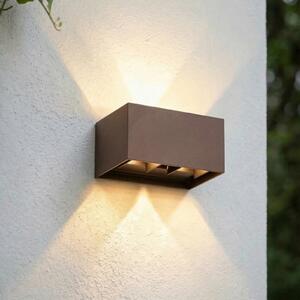Lindby Lampa de exterior cu LED Nivar, unghiulară, finisaj ruginit, 20 cm, IP54, Maro / Rugină, Aluminiu, Modern