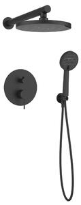 Invena Kalitea, set de duș încastrat, baterie cu 2 funcții, negru mat, INV-BS-72-004-V
