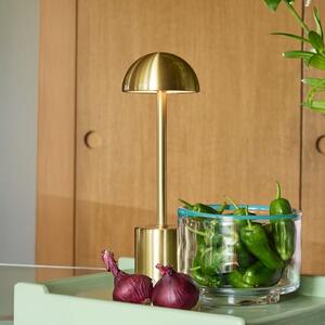 Hübsch Lampă de masă cu LED și baterie Taten, culoare alamă, înălțime 30 cm, metal, reglabil, Auriu / Alamă, Metal, Modern