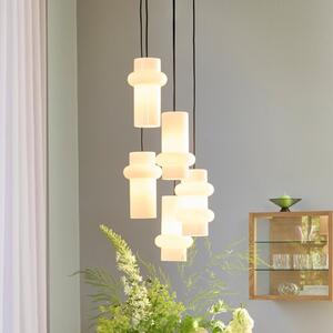 Hübsch Lampă suspendată Pilule Up, alb lucios, Ø 15 cm, sticlă, reglabil, Alb, Camera de zi / sufragerie, Sticlă, Scandinavă