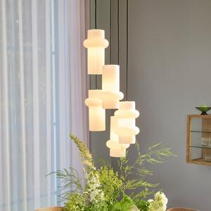 Hübsch Lampă suspendată Pilule Down, alb lucios, Ø 15 cm, sticlă, reglabil, Alb, Camera de zi / sufragerie, Sticlă, Scandinavă
