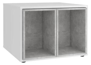 FMD Măsuță de cafea cu 2 mese laterale, alb și beton, 67,5x67,5x50 cm 661-002E