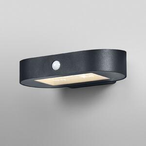 OSRAM Aplică de perete cu senzor LED ENDURA STYLE SOLAR OVAL 20 cm 830, Negru, Aluminiu, Modern