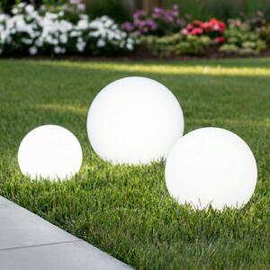 Lindby LED lămpi solare Lago, set de 3, globuri, vârf sol, alb, Alb, Plastic, Modern, Glob pentru exterior