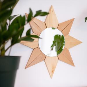 Oglinda decorativa Floarea Soarelui cu rama din lemn masiv
