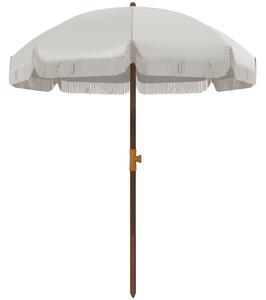 Outsunny Umbrelă de Plajă Portabilă cu Volane în Aer Liber cu Baldachin Ventilat, Geantă de Transport, Ø1.9x2.1 m, Alb-Crem