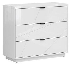 Comodă Fivale 118, Alb lucios, Alb, PAL laminat, 93x106x43cm