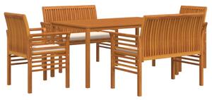 Set mobilier de exterior cu perne, 5 piese, lemn masiv acacia