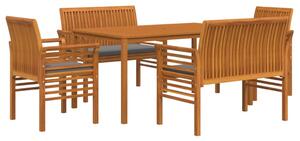 Set mobilier de exterior cu perne, 5 piese, lemn masiv acacia
