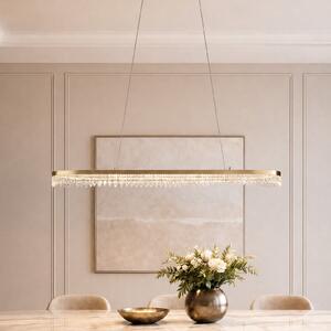Milagro Lighting Lampă suspendată LED Preciosa, auriu, metal, lungime 120 cm, Auriu / Alamă, Camera de zi / sufragerie, Metal, Modern