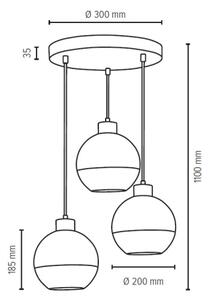 Lustră pe cablu LINEA 3xE27/60W/230V