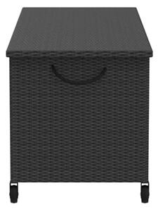 Cutia de depozitare poliratană neagră, 122 x 56 x 61 cm, cu mânere și roți