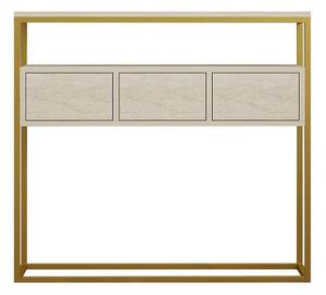 Consola GUARDA, bej cu efect de marmura/auriu, PAL melaminat, 100x29x9