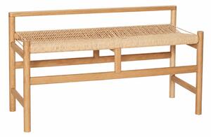 Banca din lemn de acacia cu sezut din snur de hartie, 100×41×55 cm