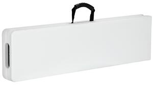 Bănci pliabile de bar din plastic, 2 bucăți, albe, 183 cm
