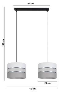 Lustră pe cablu CORAL 2xE27/60W/230V alb/gri