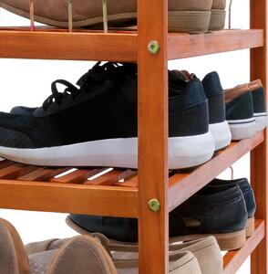Raft pentru pantofi din lemn de acacia, 75x26x82cm, cu 5 rafturi