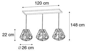Lampa suspendata din bambus cu 3 lumini alb alungit - Canna Diamond
