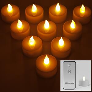 10 bucăți lumânări LED în culoare alb cald, telecomandă