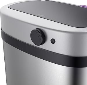 Coșul de gunoi cu senzori din oțel inoxidabil, cu o capacitate de 58 de litri, este de formă pătrată