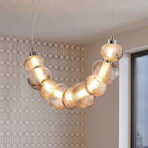 Milagro Lighting Lampă suspendată LED Bolla, crom/gri fumuriu, sticlă, lungime 79,5 cm, Metalic, Camera de zi / sufragerie, Sticlă, Modern