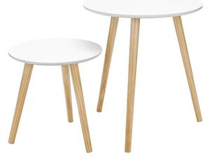 Măsuță rotundă de birou în stil scandinav, alb/natural, set de 2 bucăți